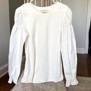 Loft cream colored sweater with puff sleeves